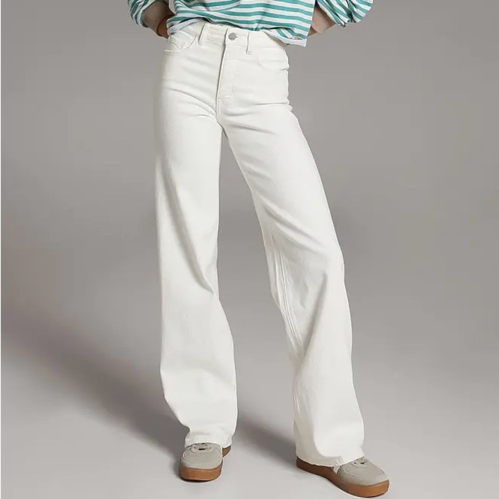 BKE The Buckle Billie Wide Leg Slim Fit High Rise White Jeans 28x34 NWT Casual
